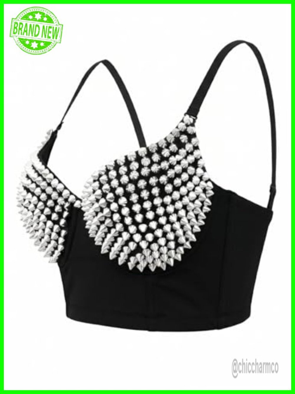 Spiked Studded Punk Goth Rivet Bra Bustier Corset Crop Top